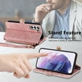 thumbnail image 4 of Mantto Case for Samsung S23, Zipper Wallet Card Holder Flip Stand Premium Leather Case with Removable Wristlet Strap, RFID Blocking Magnetic Closure Case for Samsung Galaxy S23, Pink, 4 of 12