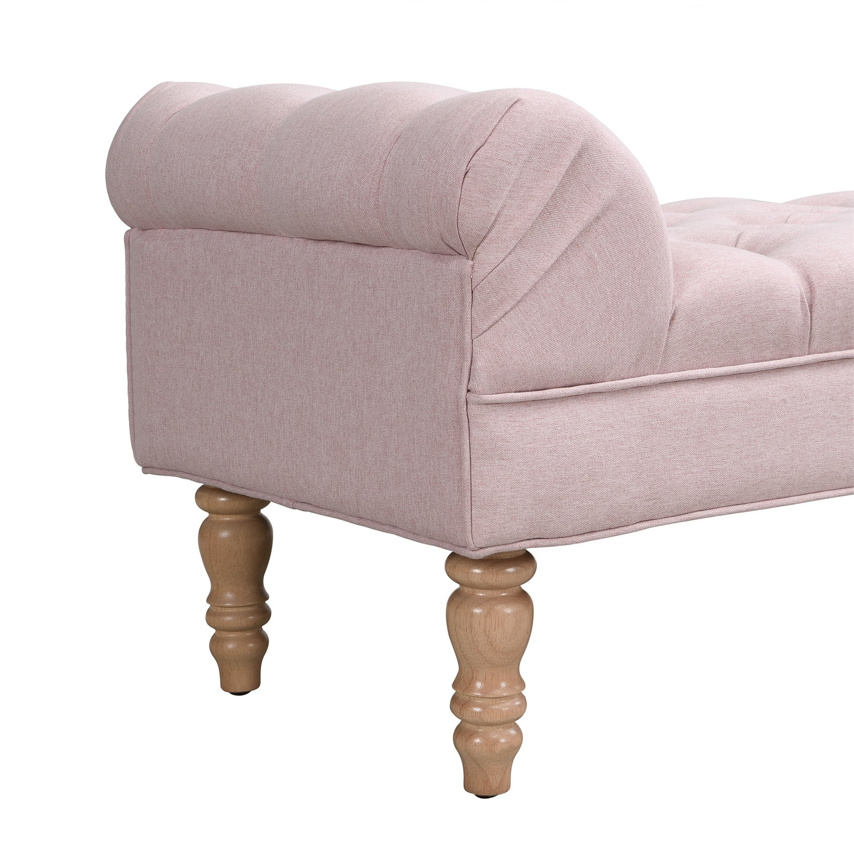 Alvantor Button Tufted End of Bed Benches Large Velvet Upholstered Bench with Pillows for Bedroom,Living Room, Entryway Pink
