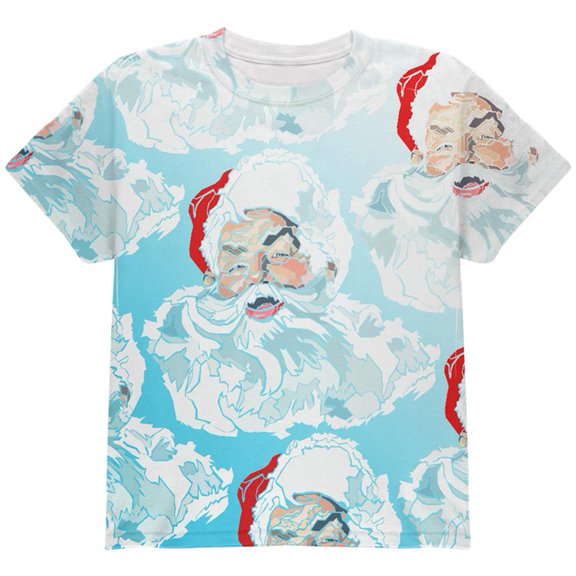 Christmas Classic Jolly Saint Nick Santa Claus All Over Youth T Shirt Multi YLG