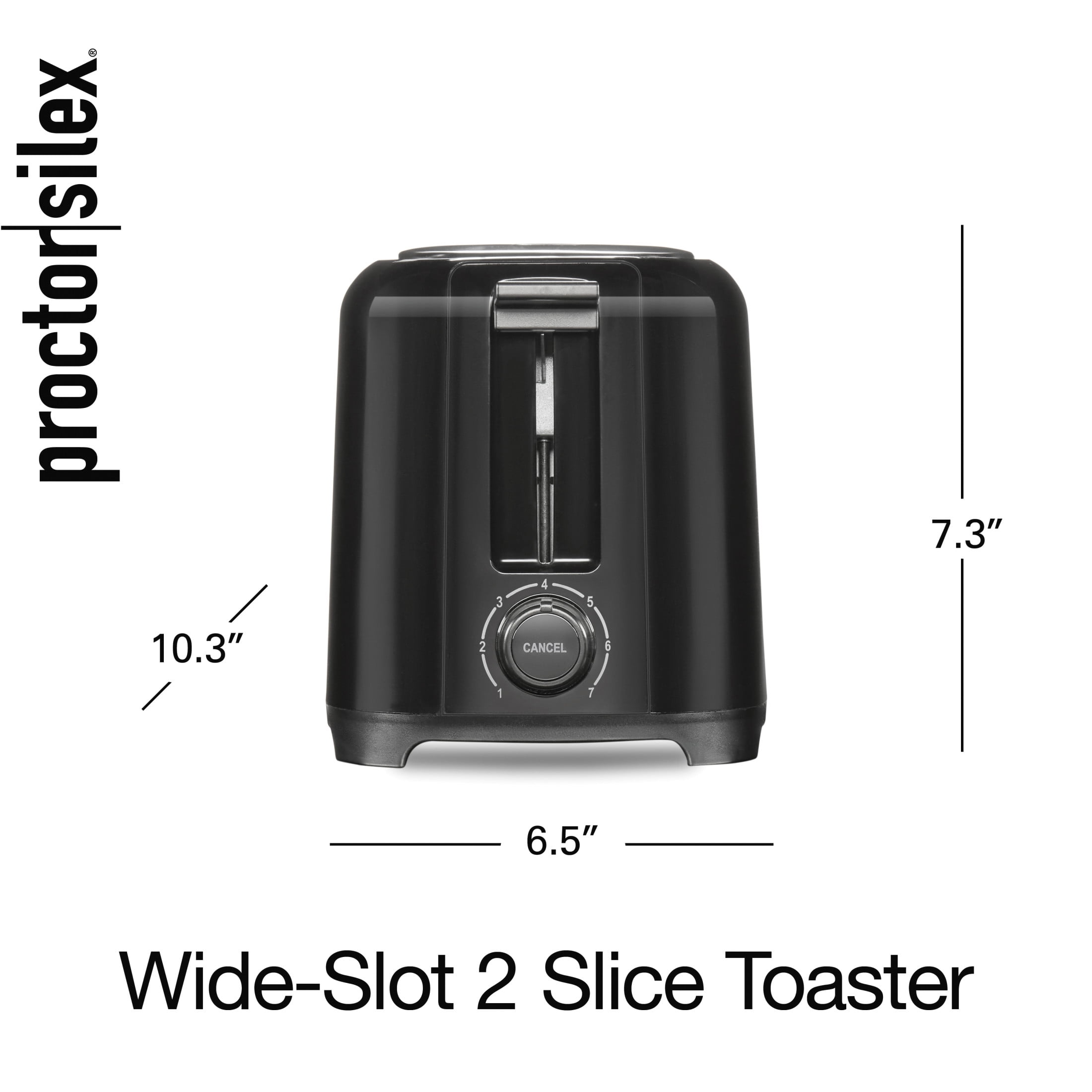 Proctor Silex 2-Slice Toaster with Extra-Wide Slots, Toast Boost, and Removable Crumb Tray, Black