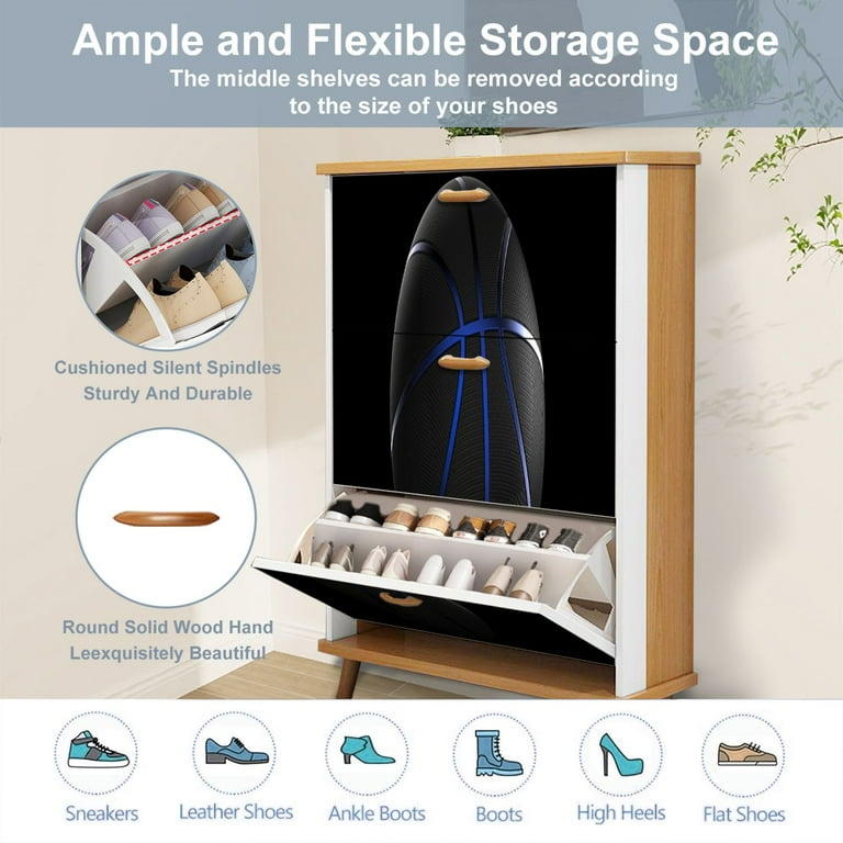 Shoe Storage Cabinet with Flip Drawers for Entryway Basketball