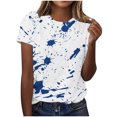 thumbnail image 2 of iHengLiXing Plus Size Spring Tops for Women 2025 Dressy Casual Women's Casual Letter Print Pullover Short Sleeve T-Shirt Shirt Blue L, 2 of 6
