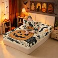 thumbnail image 4 of Erosebridal Haunted House Twin Sheets, Black Cat Bedding, Wheat Orange, Black Reversible, 3pcs, 1 Flat Sheet, 1 Fitted Sheet and 1 Pillowcase, 4 of 6