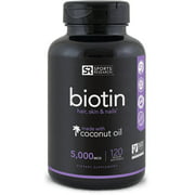 Sports Research Biotin High Potency Hair Coconut Oil per Veggie Soft Gel 5000mcg