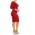 thumbnail image 2 of Women's Solid Crew Neck 3/4 Sleeve Midi Slim Bodycon Dress Plus Size, 2 of 5