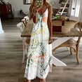 thumbnail image 3 of XVJRHAK Dresses for Women 2024 Casual Spring Long Dress Camisole Casual V Neck Women's Tank Maxi Print Sleeveless Women's Dress (White,XXXL), 3 of 5