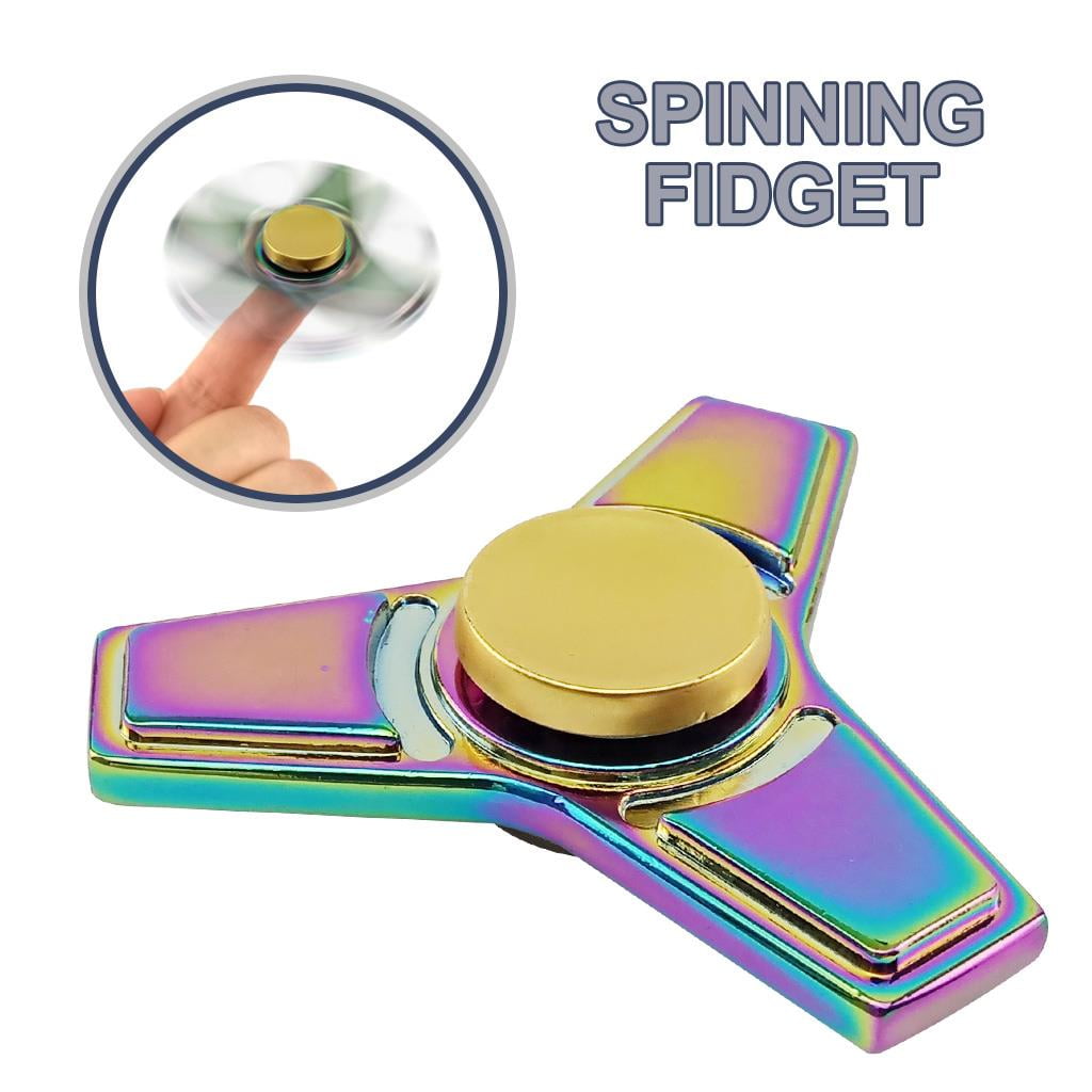 USA Rainbow Circular Fidget Tri Spinner Hand Spinner EDC Gyro Anxiety Toy ADHD 