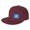 thumbnail image 1 of DouZhe Flat Brim Cap Snapback Hat, Connecticut État Sceau Drapeau Imprime Rouge Adulte Casquette de Baseball Réglable, 1 of 6