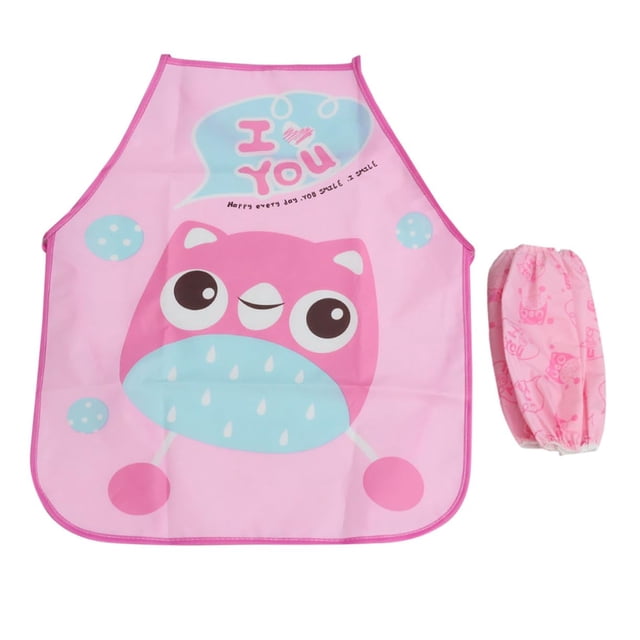 3 piezas de agua para niños, bata pequeña con babero, delantal para niños, bata artística para niños pequeños, conjunto de 2 piezas, delantal, bata de dibujos animados, delantal rosa para ni