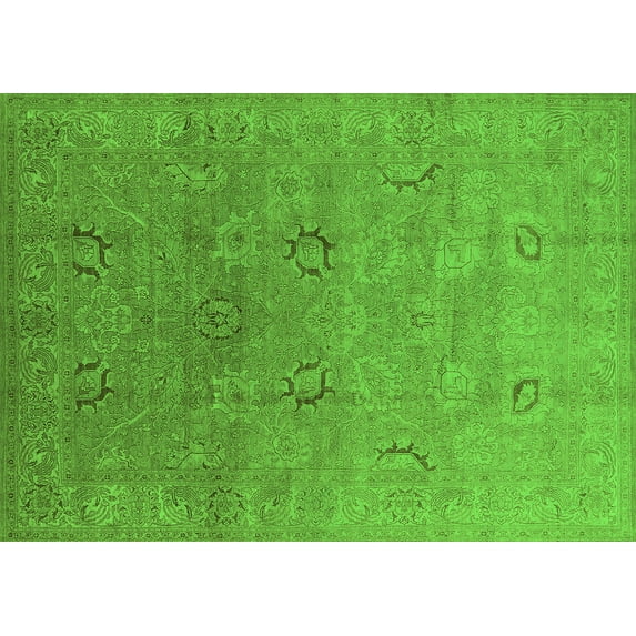Ahgly Company Indoor Rectangle Oriental Green Industrial Area Rugs, 5' x 7'