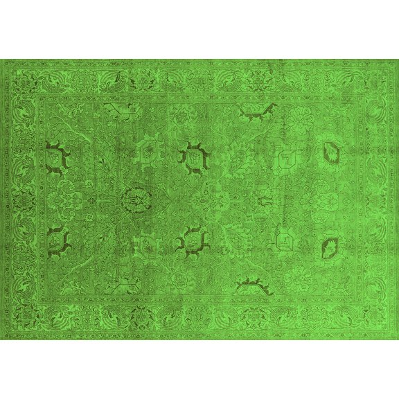 Ahgly Company Indoor Rectangle Oriental Green Industrial Area Rugs, 2' x 3'