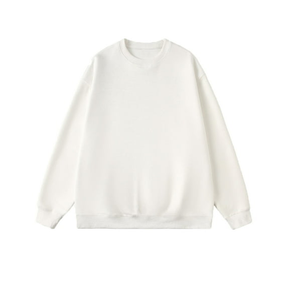 ShomPort Mens Round Neck Long Sleeve Sweatshirt Solid Color Plush Pullover Tops Casual Loose Tops