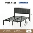 thumbnail image 4 of OLEVS Full Size Bed Frame with Upholstered Headboard, LED Lights, USB Ports, Power Outlet, No Box Spring Needed, 4 of 7