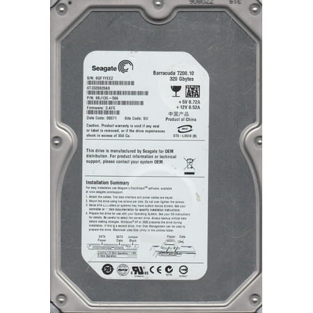 ST3320820AS, 6QF, SU, PN 9BJ13G-566, FW 3.AFE, Seagate 320GB SATA 3.5 Hard Drive
