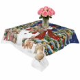 thumbnail image 2 of Navy Blue Christmas Snowman Table Cloth Waterproof Tablecloths, Xmas Tree Snowflake Botanical Tablecloth Dining Table Cover for Kitchen Party Tabletop Outdoor, Square Tablecloth 60x60 Inch, 2 of 9