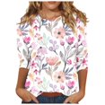 thumbnail image 1 of Tunique Imprimée à Manches 3/4 pour Femmes, Col Rond, Blouse Décontractée, Tee-Shirt pour Usage Quotidien, 1 of 5