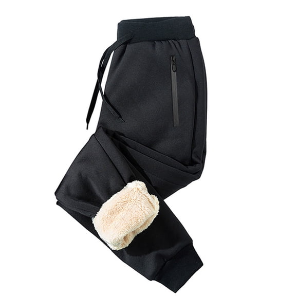 Fleece Lined Sweatpants for Men Winter Warm Joggers with Zipper Pockets Heavyweight Thermal Pants