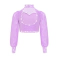 thumbnail image 4 of LiiYii Kids Girls Sparkly Rhinestone Long Sleeve Lyrical Jazz Ballet Dance Crop Tank Tops Figure Lavender 16, 4 of 5