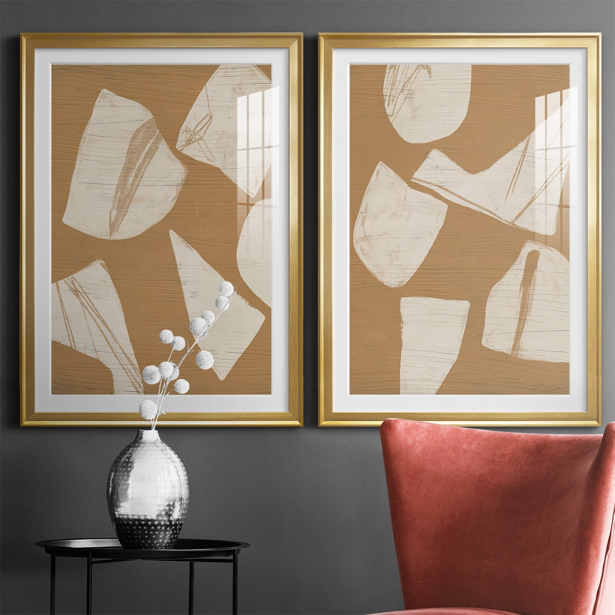 Wexford Home Piecemeal I Premium Framed Print, 26.5" x 36.5" - Ready to Hang, Gold (Set of 2)