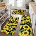 thumbnail image 2 of Black Green Leaf Sunflower Pattern Kitchen Rugs Sets Of 3,Kitchen Runner Rugs Non Skid Washable,Decorative Kitchen Floor Mats for Kitchen,Sink,Laundry,17"x30"+ 17"x47" + 17"x59", 2 of 6