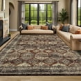 thumbnail image 2 of Hasoo Indoor Washable Area Rug 5' x 7' Geometric Rugs for Living Room Floral Throw Floor Mats Non-Slip Accent Carpet Brownish Red, 2 of 7