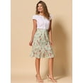 thumbnail image 3 of DARING DIVA Women's Floral Ruffle Hem Elastic Back Split Skirt M Light Green, 3 of 6