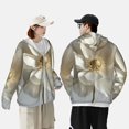 thumbnail image 4 of KLL Élégant Imprimé Fleur Ivoire Hommes Femmes UPF 50+ Protection Solaire Veste à Capuche Manches Longues Pêche Randonnée Performance Chemise-3TG, 4 of 7