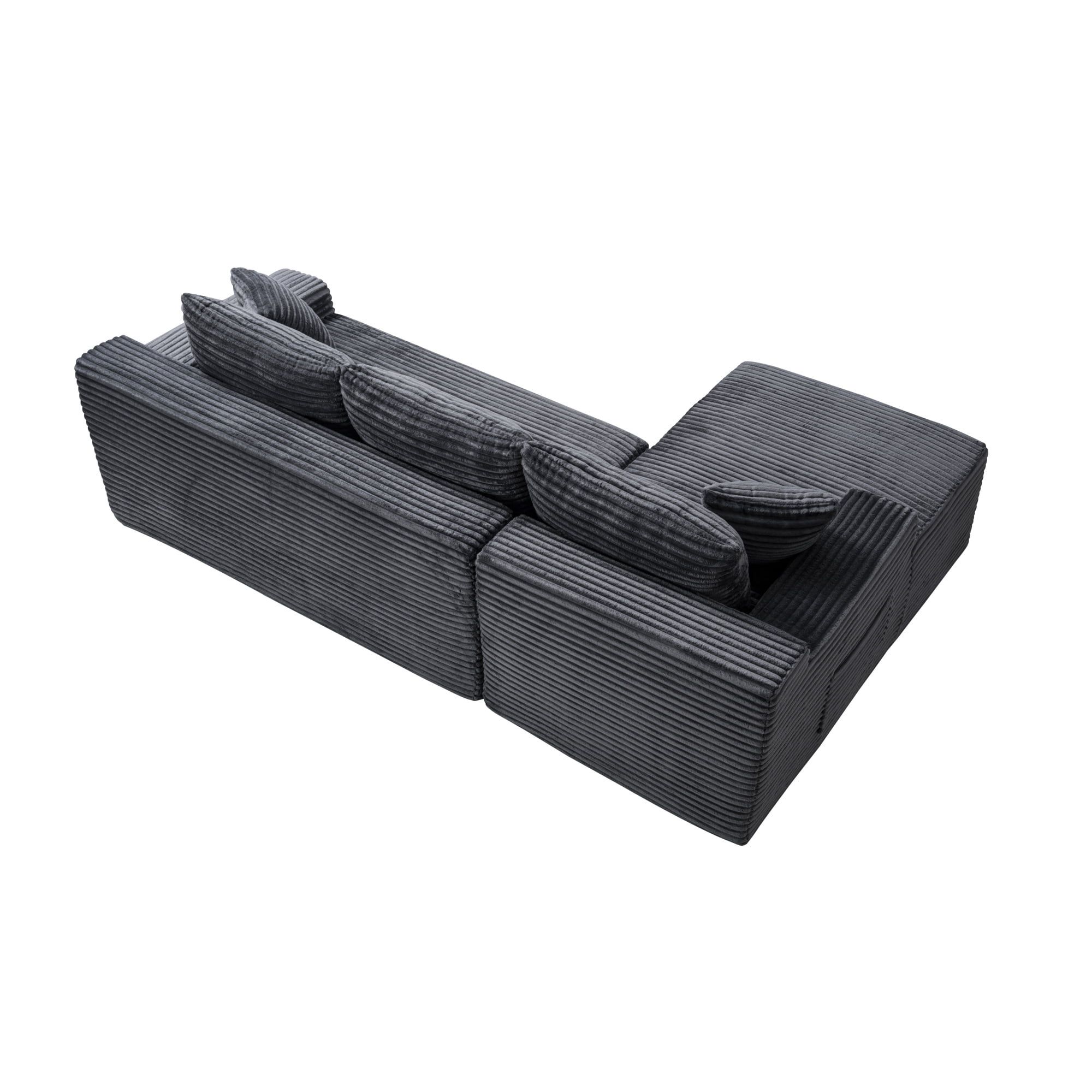 Leumius 106.3" Cloud Modular Sectional Sofa Couch with L-Shape Chaise,Modern Minimalist Upholstered Couches for Living Room Bedroom No Assembly Required Gray-L
