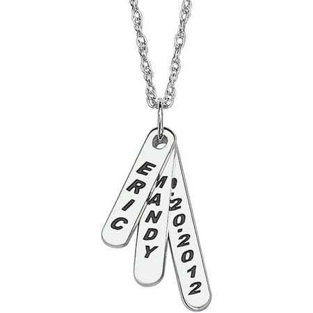 Personalized Sterling Silver Couple's Name and Date Layered Bars Pendant