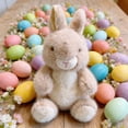 thumbnail image 5 of Lifelike Sitting Easter Bunny Plush Figurine, Realistic Golden Mink Furry Rabbit, Stuffed Animal, Soft Plush Figure, for Spring Home Decor, Tabletop Shelf Display, Window Accents, 10in, Brown, 5 of 7