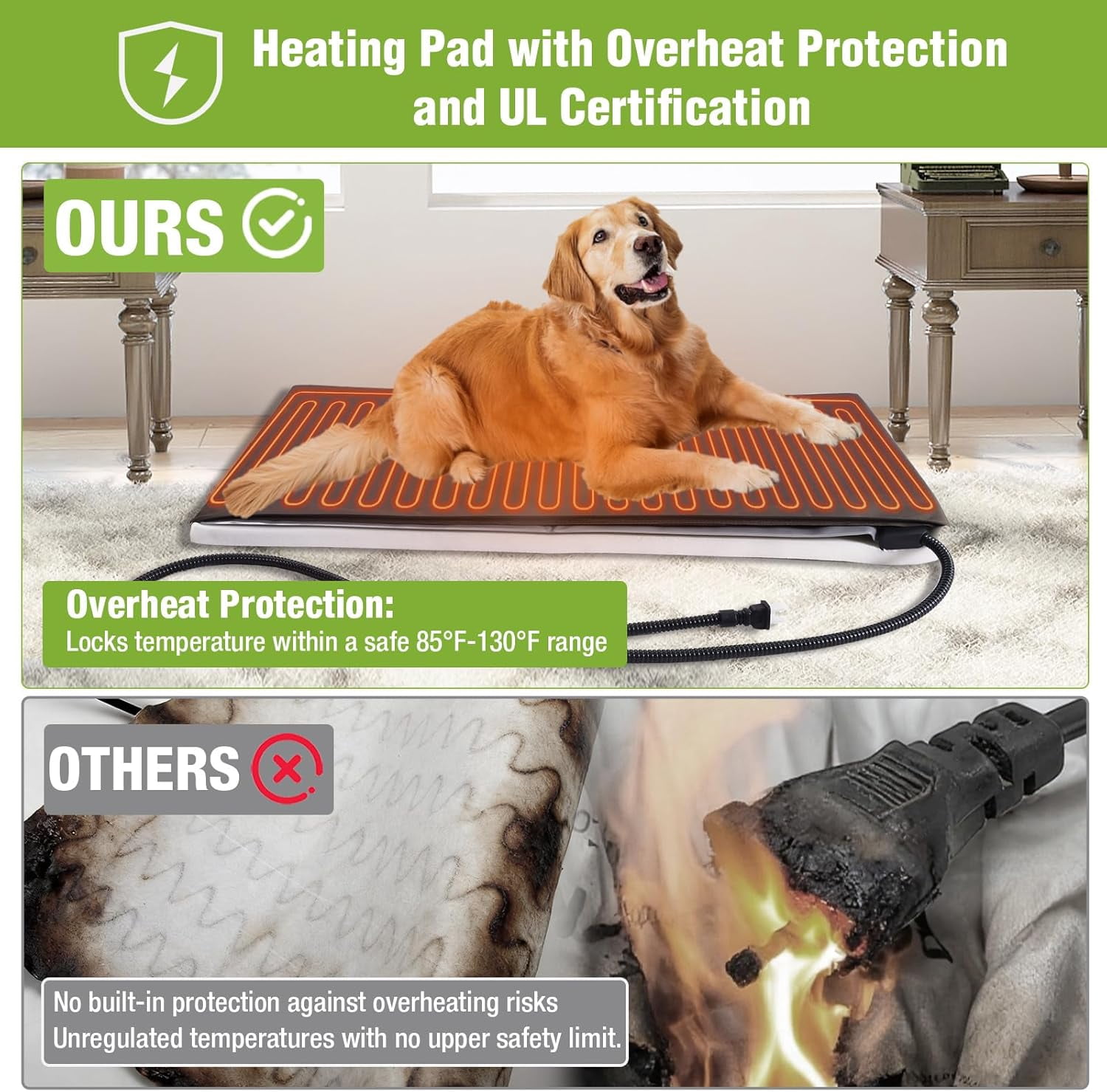 Aivituvin Large Heated Dog House Outdoor Dog House Insulated Weatherproof Dog Kennel with Safe Heating Pad, Thermal Liner, Chew-Proof Metal Frame for Medium to Large Dog Breeds, 33.5" L×22" D×25.2" H