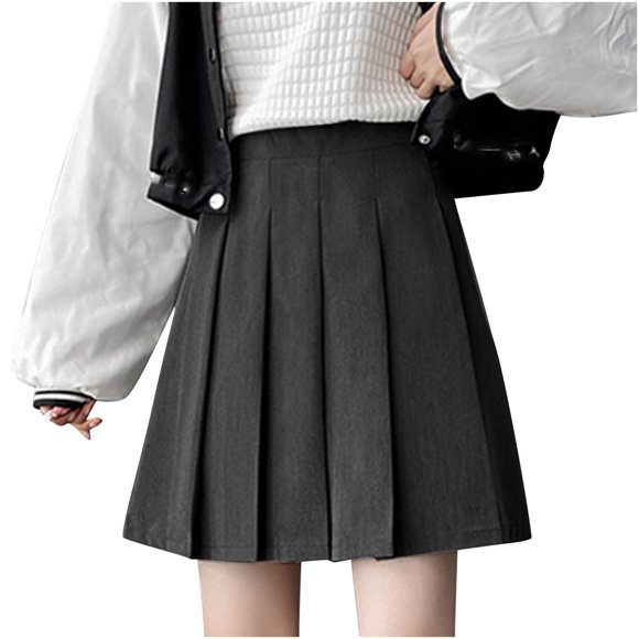 Women's Pleated Skirt High Waist Skater Tennis Skirt Stretchy A-Line School Uniform Mini Short Skirt for Women