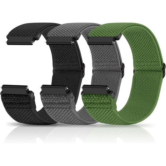 XIHAMA Lot de 3 Compatible avec Bracelets de Montre 18mm 19mm 20mm 22mm, Bracelet de Remplacement à Dégagement Rapide, Nylon Extensible Réglable, Bracelets Solo Loop en Tissu Tressé pour Hommes et Femmes