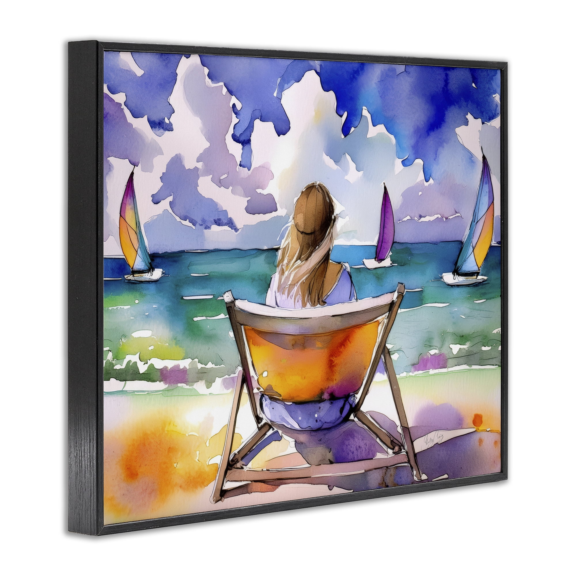 Stupell Industries Front Row to Paradise Black Framed Giclee Art, design by Shelly Craig