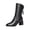 Black Mid Calf Boots, variant on hopeusnice Women's Leather Boots Block Heel Ankle Boots Mid Calf Boots Zipper Boots for Fall Winter Black 37