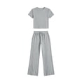 thumbnail image 2 of Bosfbaoi Two Piece Sets for Women Crew Neck Short Sleeve Crop Top and Drawstring Elastic Waist Straight Leg Pants Casual Womens Summer Outfits, 2 of 6