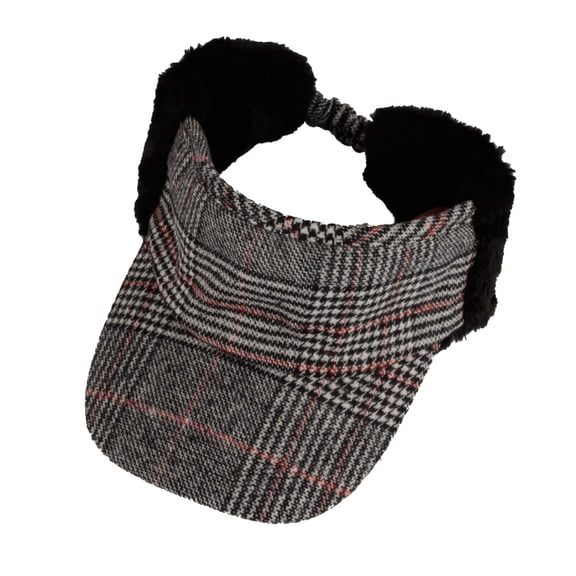 WITHMOONS Winter Warm Wool Visor Fleece Earflap Hat Outdoor Cap SLV1242 (Black)