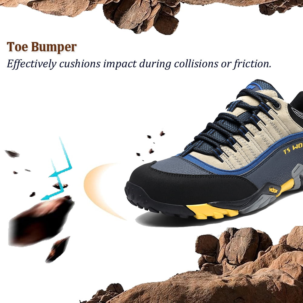 Men's Women's Extra Wide Outdoor Hiking Shoes Waterproof Durable Non-Slip Lightweight Trekking Camping Athletic Shoes Yellow 10 Men/11 Women