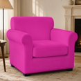 thumbnail image 2 of FUIALDOLG 2 Piece Armchair Couch Covers, Solid Fuchsia Pink Stretch Brushed Fabric Chair Covers, Dustproof Slipcover for Living Room and Pet Friendly Home Decor, 2 of 8