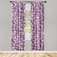 thumbnail image 3 of Ambesonne Floral Curtains, Print Neutral Colors Flowers, Pair of 28"x84", Hot Pink Charcoal Grey, 3 of 5