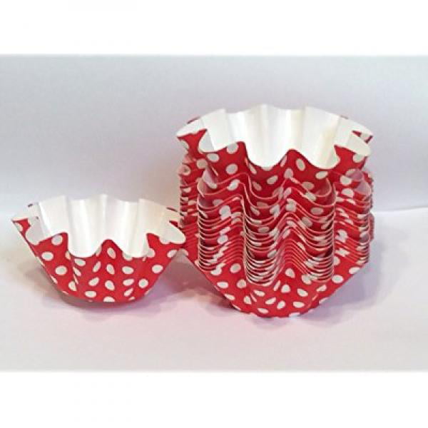 Pack of 100 Brioche Mugs Red with White Dots 