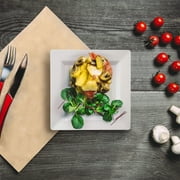 Oasis Creations White Square Plates Set AFN17.25 - 50 count - Premium Hard White Plastic - Disposable and Reusable Salad Appetizer Dessert - Party Set