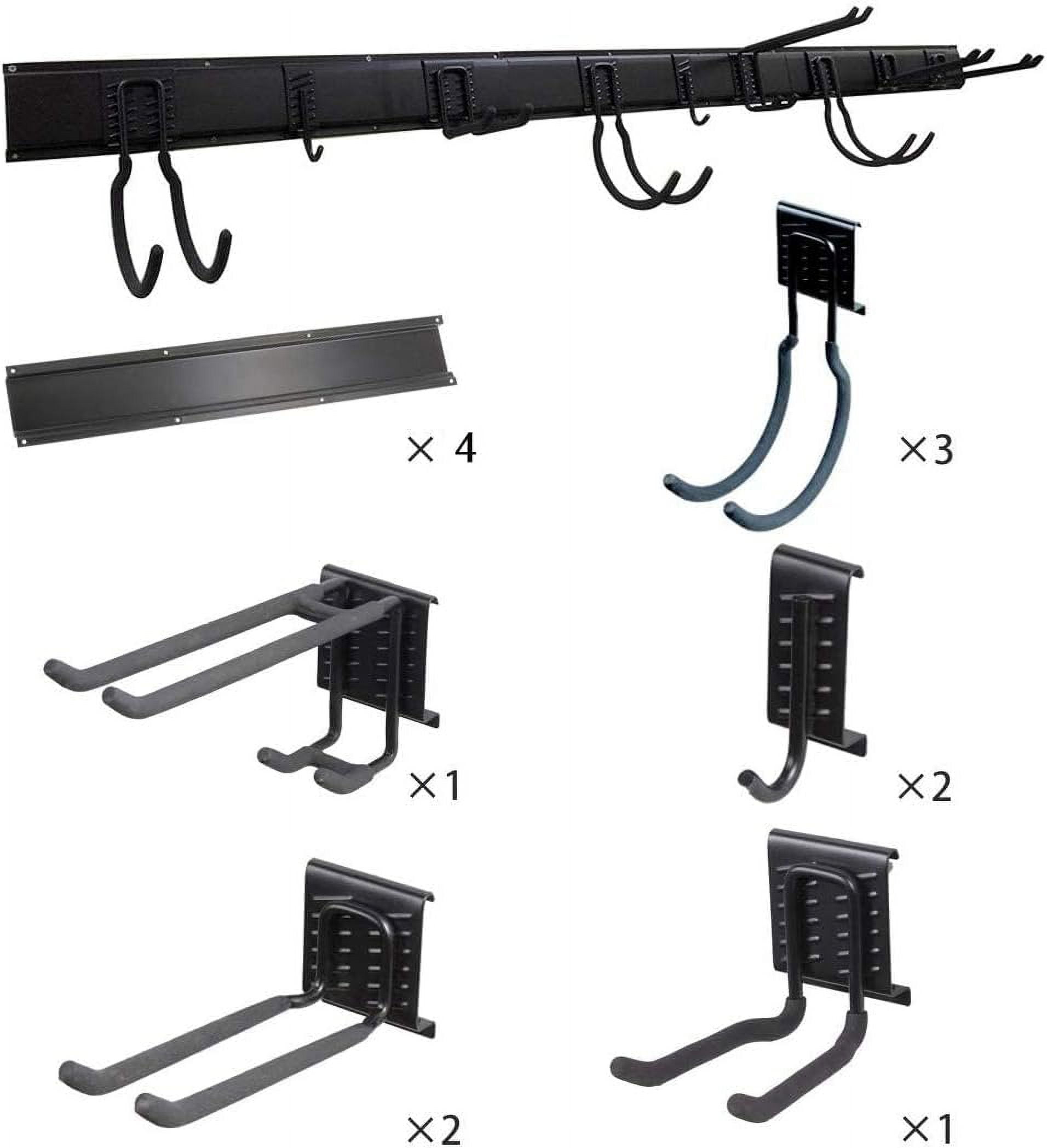 13 PCS Tool Storage Rack, 64 Inches Adjustable Garage Organization Wall Mounted Storage System with 9 Hooks, Heavy Duty Steel Garden Tool Organizer Wall Holders