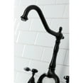 thumbnail image 4 of Kingston Brass KS7750TALBS Tudor Two-Handle 3-Hole Deck Mount Bridge Kitchen Faucet with Brass Side Sprayer in Matte Black, 4 of 7