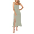 thumbnail image 2 of Dolkfu Green Dresses for Women Trendy Front High Split Square Neckline Sleeveless Long Fit & Flare Dresses Romance Solid Dresses Mint Green,Xl, 2 of 5
