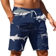 thumbnail image 7 of Shark Print Swim Trunks for Men Beach Outdoor Water Sports with Secure Zipper Pockets Blue L, 7 of 7