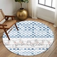 thumbnail image 2 of Round Rug 5Ft Washable Non-Slip, Blue Plaid Farmhouse Circle Area Rugs for Living Room Bedroom, Watercolor Cute Country Pigs Checkered Indoor Floor Mats Carpet Runner for Home Decor Aesthetic, 2 of 8