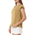 thumbnail image 4 of INSPIRE CHIC Women's Solid V Neck Cap Short Sleeves Work Blouse, 4 of 6