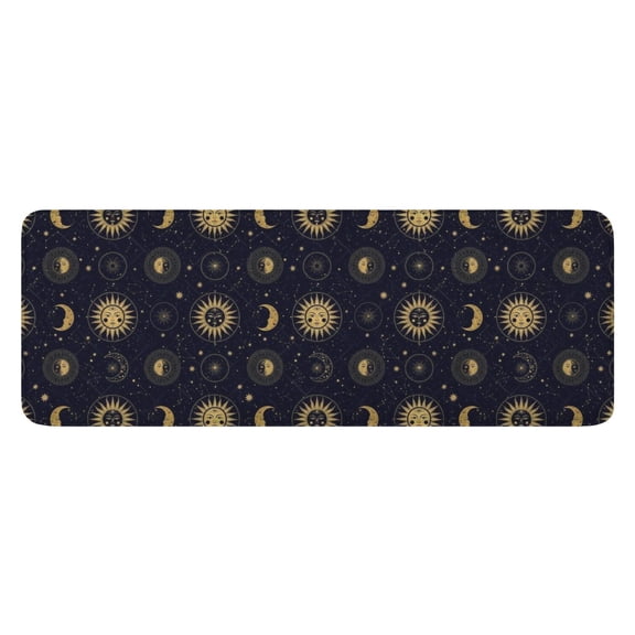 Dark Blue Celestial Body Pattern Kitchen Rug Mat,Kitchen Runner Rugs Non Skid Washable,Decorative Kitchen Floor Mats for Kitchen,Sink,Laundry,17"x47.2"
