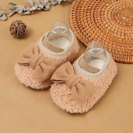 

FZM Christmas Warm Shoes For Baby Girls And Boys Soft Comfortable Shoes Toddler Bowknot Warming Shoes